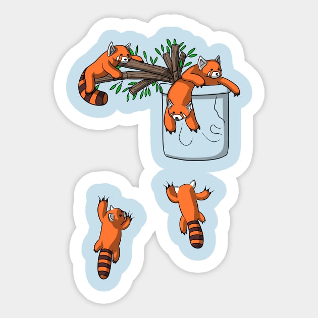 Red Panda Bears Pocket Playing Funny Cute Animals Sticker by underheaven